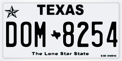 TX license plate DOM8254