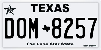 TX license plate DOM8257