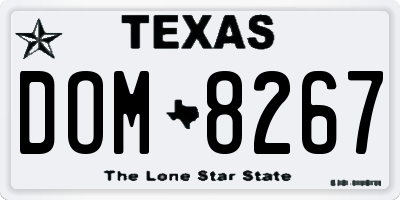 TX license plate DOM8267