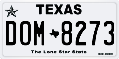 TX license plate DOM8273
