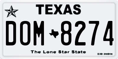 TX license plate DOM8274