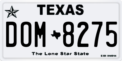 TX license plate DOM8275