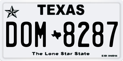 TX license plate DOM8287