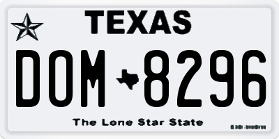 TX license plate DOM8296