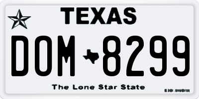TX license plate DOM8299