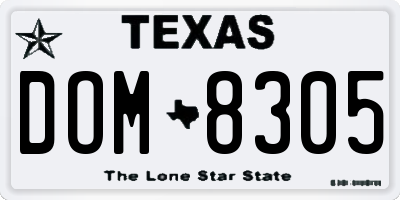TX license plate DOM8305