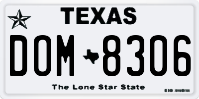 TX license plate DOM8306