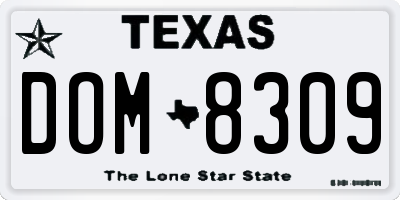 TX license plate DOM8309