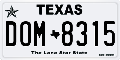 TX license plate DOM8315