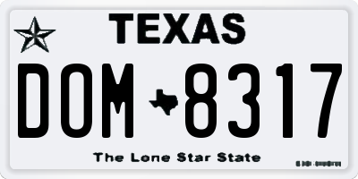 TX license plate DOM8317