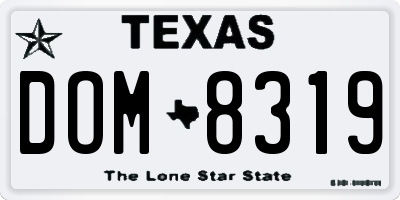 TX license plate DOM8319