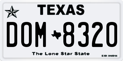 TX license plate DOM8320