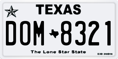 TX license plate DOM8321