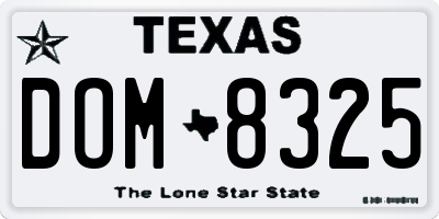 TX license plate DOM8325