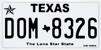 TX license plate DOM8326