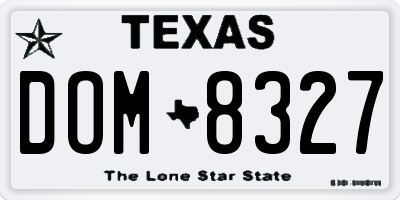 TX license plate DOM8327