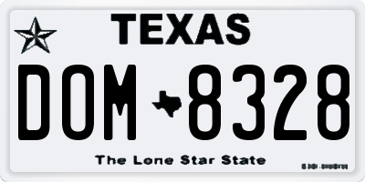 TX license plate DOM8328