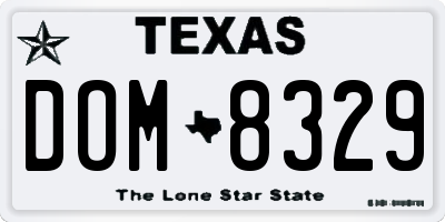 TX license plate DOM8329