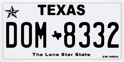 TX license plate DOM8332