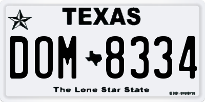 TX license plate DOM8334
