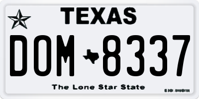 TX license plate DOM8337