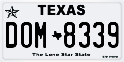 TX license plate DOM8339