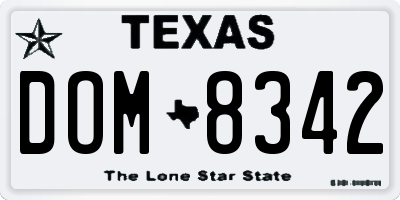 TX license plate DOM8342