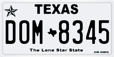 TX license plate DOM8345