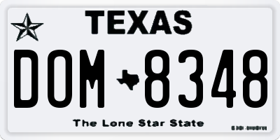 TX license plate DOM8348