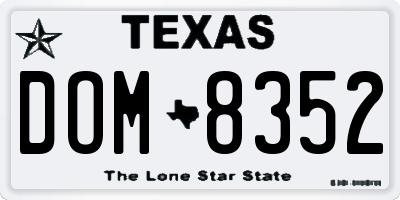 TX license plate DOM8352