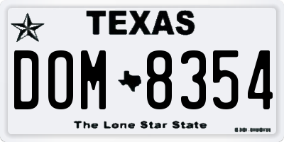 TX license plate DOM8354
