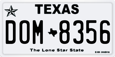 TX license plate DOM8356