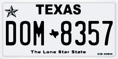 TX license plate DOM8357