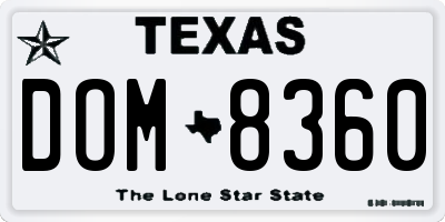 TX license plate DOM8360