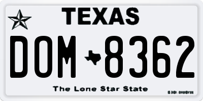 TX license plate DOM8362