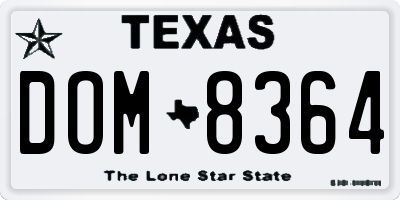 TX license plate DOM8364