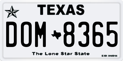 TX license plate DOM8365