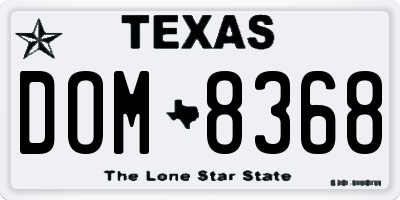 TX license plate DOM8368