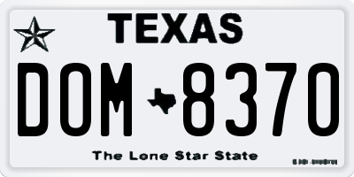 TX license plate DOM8370