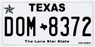 TX license plate DOM8372