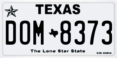 TX license plate DOM8373