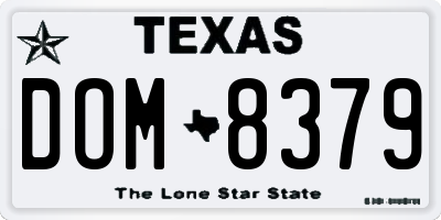 TX license plate DOM8379