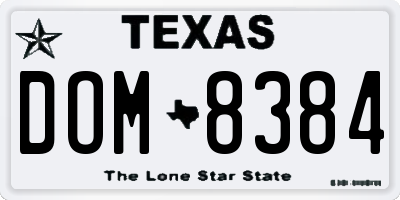 TX license plate DOM8384