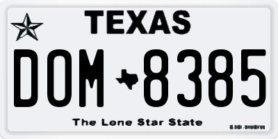 TX license plate DOM8385