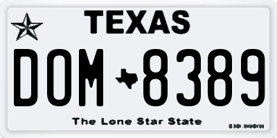 TX license plate DOM8389