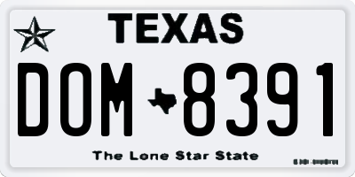 TX license plate DOM8391