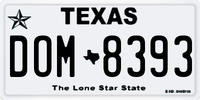 TX license plate DOM8393
