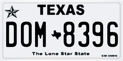 TX license plate DOM8396