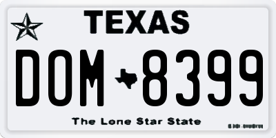 TX license plate DOM8399