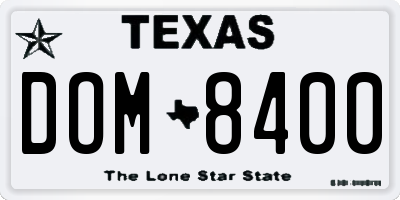 TX license plate DOM8400